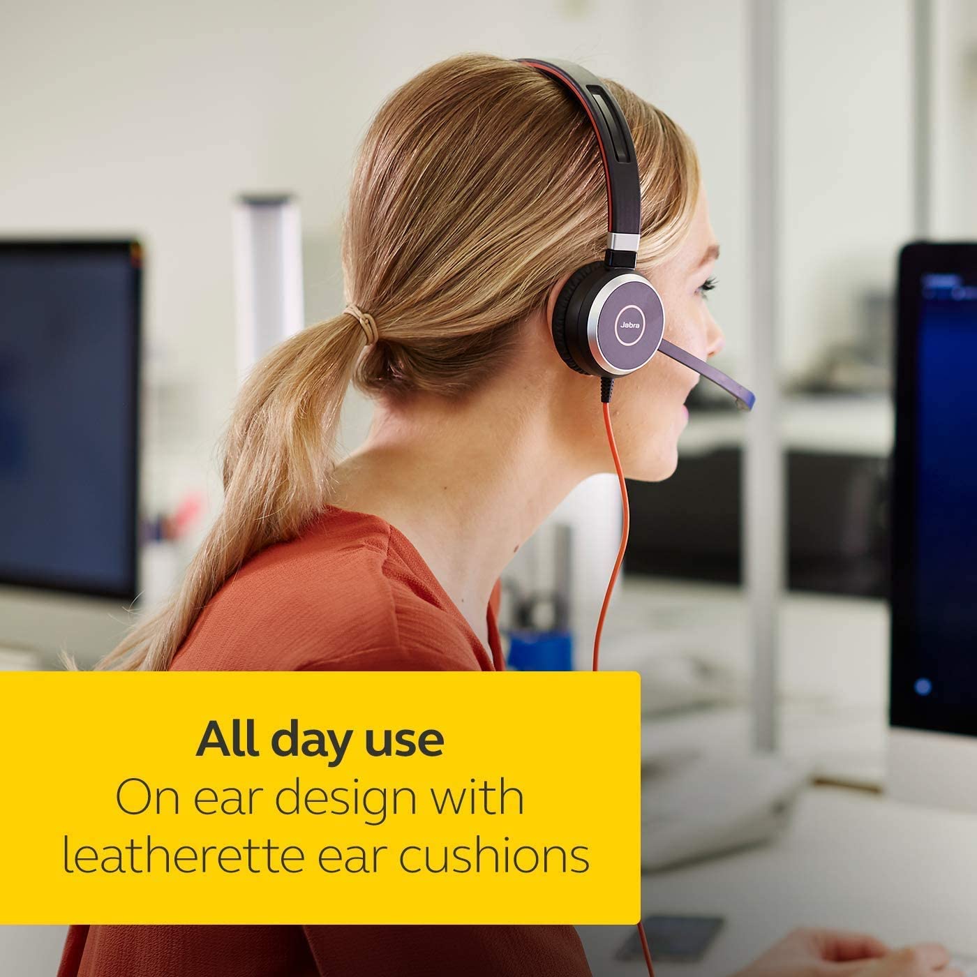 Jabra Evolve 40 MS Wired On-Ear sterio Headset with Microphone and Media Controls
