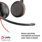 Poly Blackwire BW3225 USB-C+USB-C/A Wired Headphone with Noise Cancelling Boom Microphone