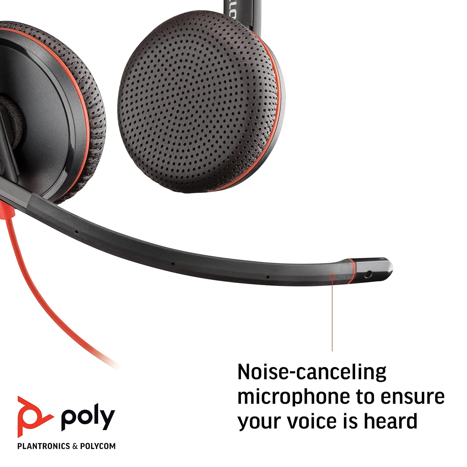 Poly Blackwire BW3225 USB-C+USB-C/A Wired Headphone with Noise Cancelling Boom Microphone