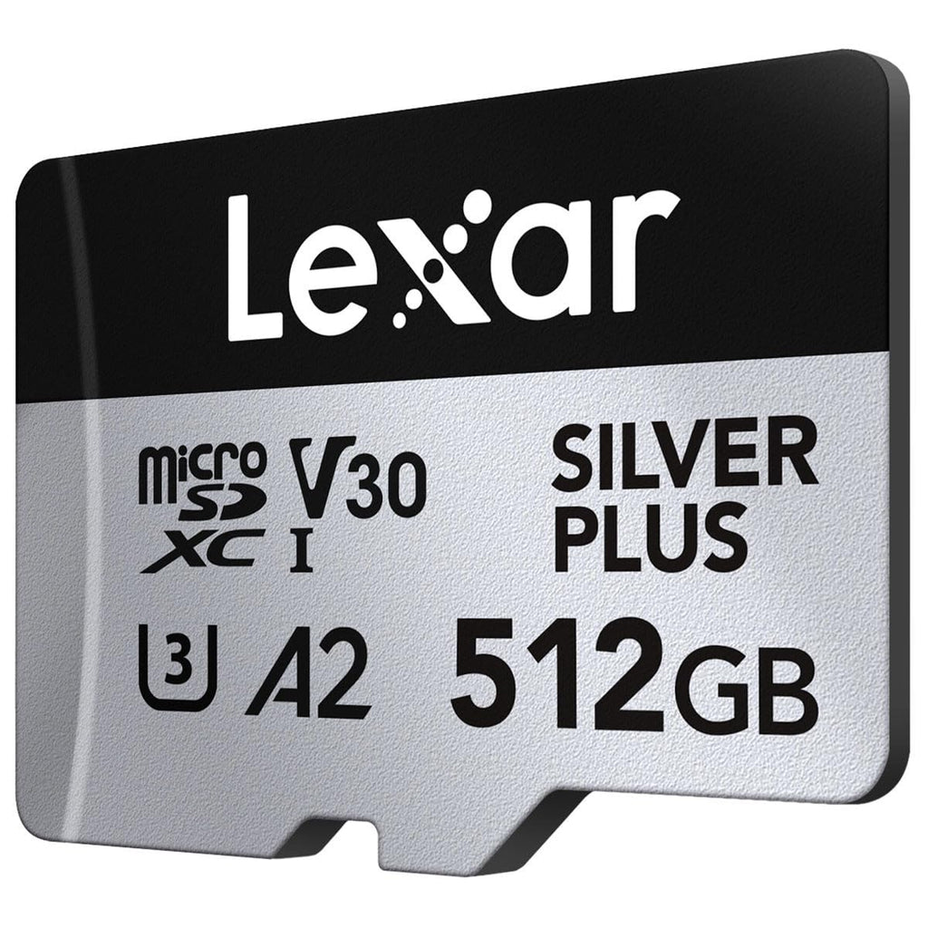 Lexar Professional Silver Plus microSDXC Memory Card w/SD Adapter, UHS-I, C10, U3, V30, Full-HD & 4K Video, Up to 205/150 MB/s Read/Write, for Videographers, Gamers