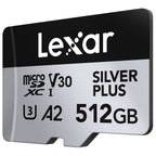 Lexar Professional Silver Plus microSDXC Memory Card w/SD Adapter, UHS-I, C10, U3, V30, Full-HD & 4K Video, Up to 205/150 MB/s Read/Write, for Videographers, Gamers