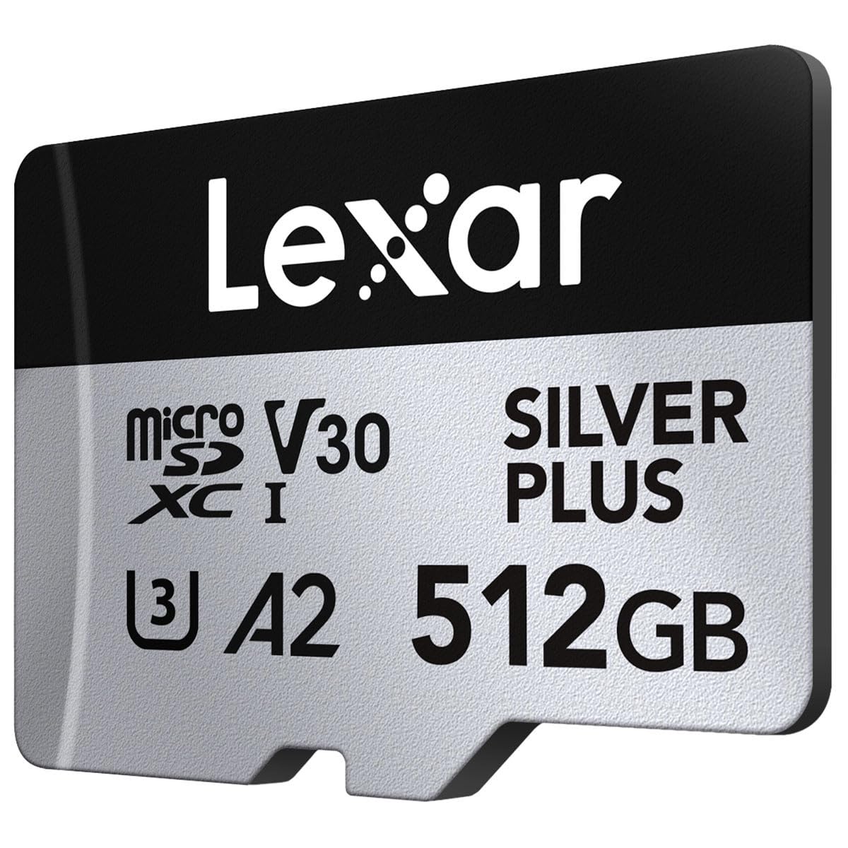 Lexar Professional Silver Plus microSDXC Memory Card w/SD Adapter, UHS-I, C10, U3, V30, Full-HD & 4K Video, Up to 205/150 MB/s Read/Write, for Videographers, Gamers