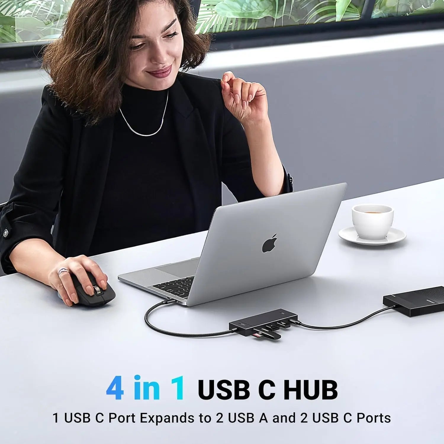 UGREEN 10Gbps 4-in-1 USB C Hub USB 3.2 Adapter 2 USB-C 3.2 2 USB-A 3.2 MacBook Pro Air iPad iPhone 15 Surface (35583)