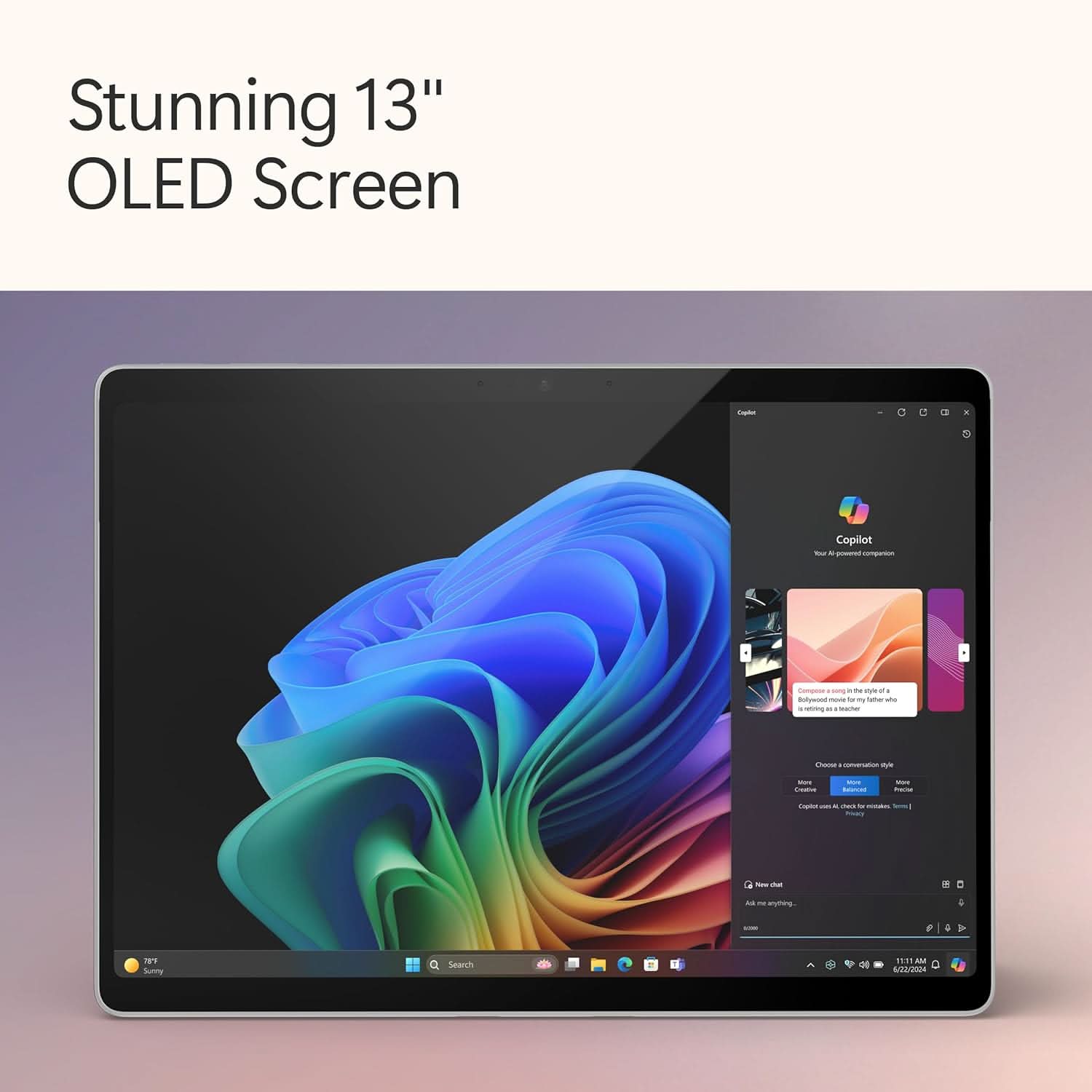 MICROSOFT NEW SURFACE PRO (11TH EDITION) - WINDOWS 11 HOME COPILOT + PC - 13 OLED PIXELSENSE TOUCHSCREEN - QUALCOMM SNAPDRAGON X ELITE (12 CORE) - 32GB RAM - 1TB SSD - PLATINUM - ZID-00014