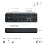 Logitech Master Series MX Keys S Wireless Keyboard and Mouse Combo with Palm Rest