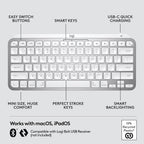 Keyboard with features labeled on a gray background