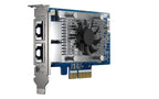 Computer network adapter card with multiple ports on a white background