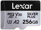 Lexar Silver PlusMicro SD Card, Microsdxc TF Card up to 205MB/s Reading, 100MB/s Write Micro SD+ Memory Card Adapter, A2, U3, Class 10, V30, Full HD and 4K UHD Video