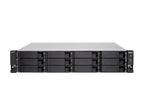 Server rack with multiple drive bays on a white background