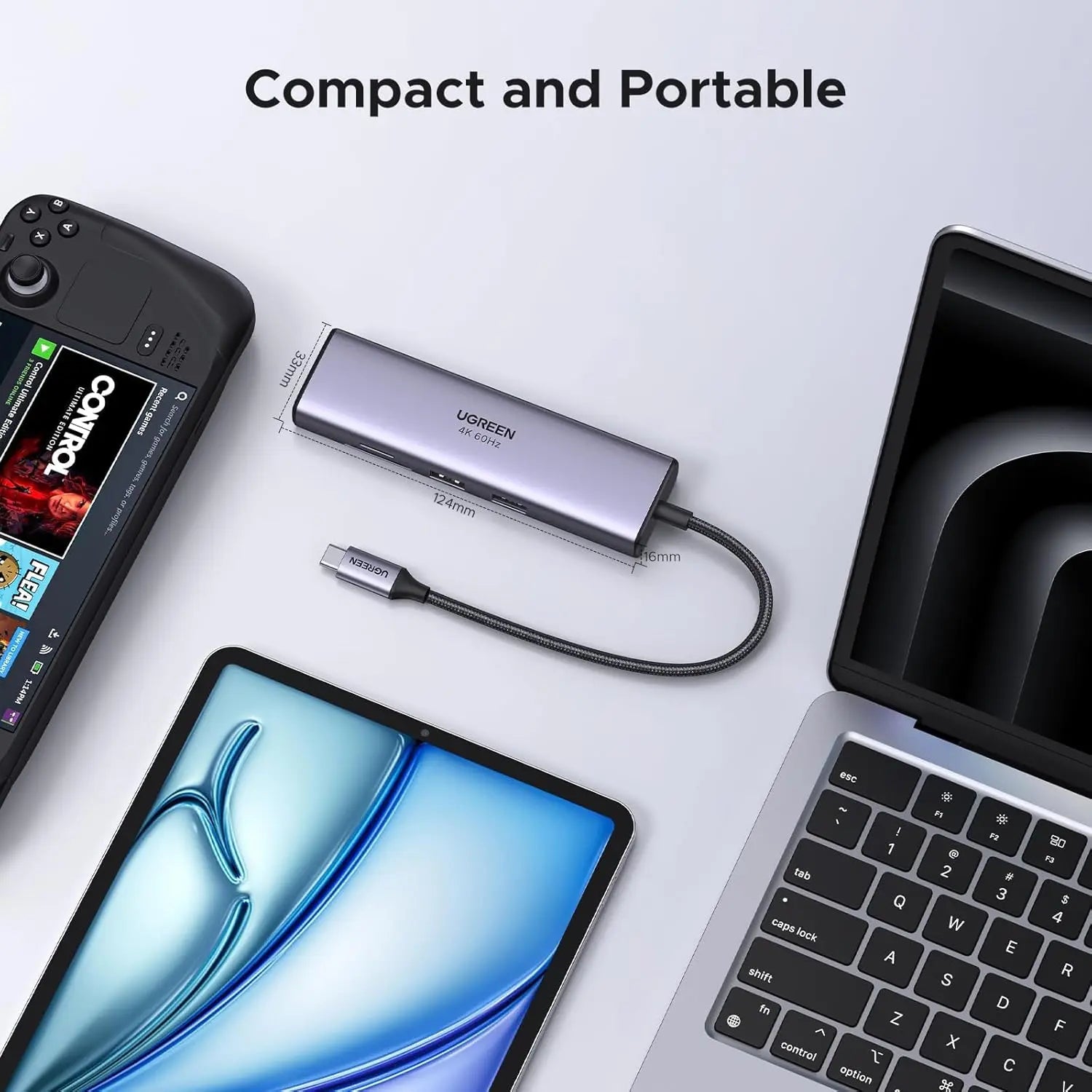 UGREEN 7-in-1 Multi-Functional Adapter 4K 60Hz HDMI Gigabit Ethernet 2 USB 3.0 100W PD SD/TF MacBook Dell Surface (60515)