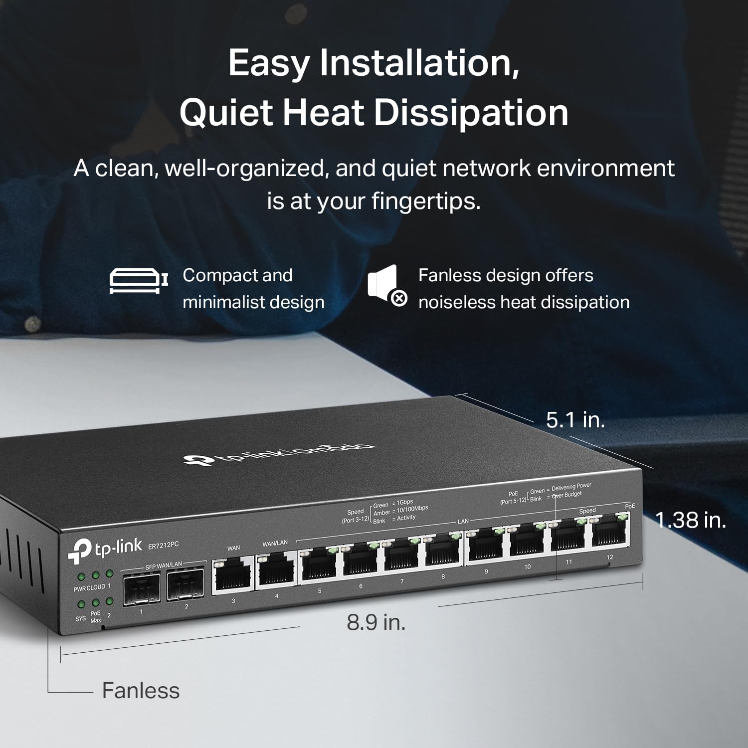 TP-Link Omada ER7212PC 3-in-1 12 Port PoE+ Compliant Gigabit VPN Router