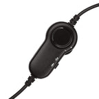 Black remote control with cable on a white background
