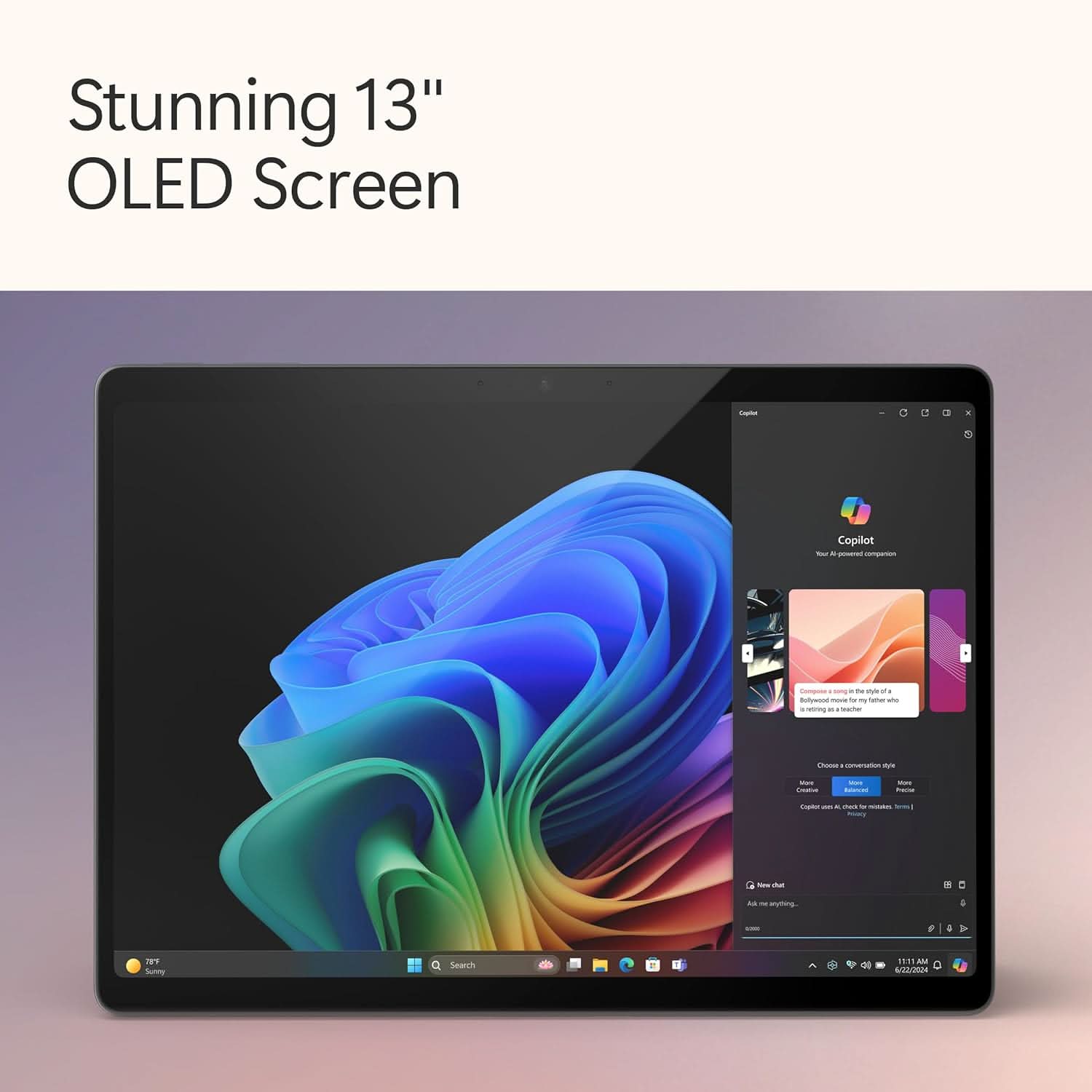 MICROSOFT NEW SURFACE PRO (11TH EDITION) - WINDOWS 11 HOME COPILOT + PC - 13 OLED PIXELSENSE TOUCHSCREEN - QUALCOMM SNAPDRAGON X ELITE (12 CORE) - 16GB RAM - 512GB SSD - BLACK - ZIA-00031