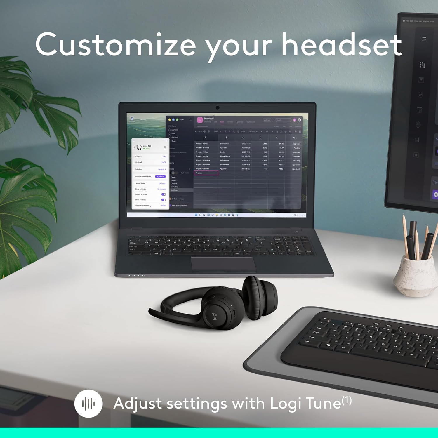 Logitech Zone 300 Wireless Bluetooth Headset with Noise-Cancelling Microphone - Midnight Black