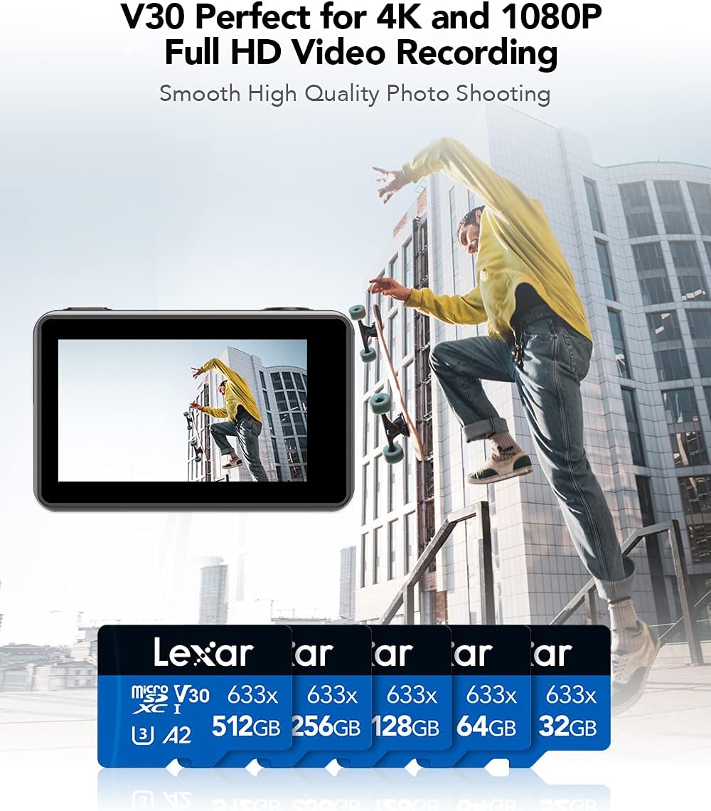 Lexar High-Performance 633x 32GB microSDHC UHS-I Card w/ SD Adapter, Up To 100MB/s Read, for Smartphones, Tablets, and Action Cameras