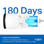 TP-Link Tapo C410 3MP 2K QHD Smart Wire-Free Indoor/Outdoor Security Camera - White