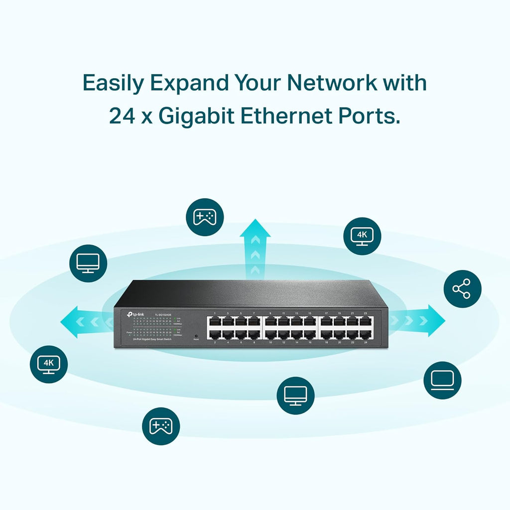 TP-Link TL-SG1024DE 24 Port Gigabit Ethernet Easy Smart Unmanaged Plus Switch