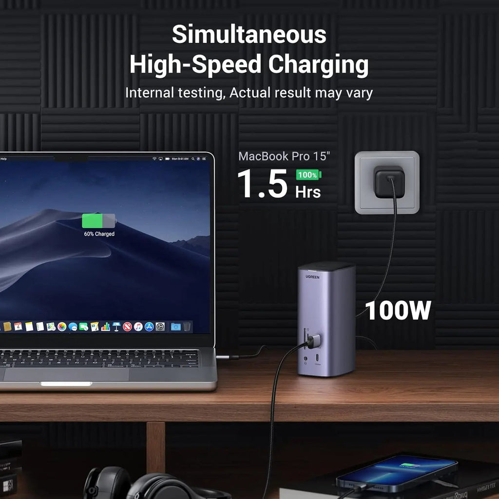 UGREEN 13-in-1 USB-C PD Docking Station HDMI DP 4K 60Hz 8K Triple Display 10Gbps USB-C USB-A 100W Ethernet SD/TF (90325)