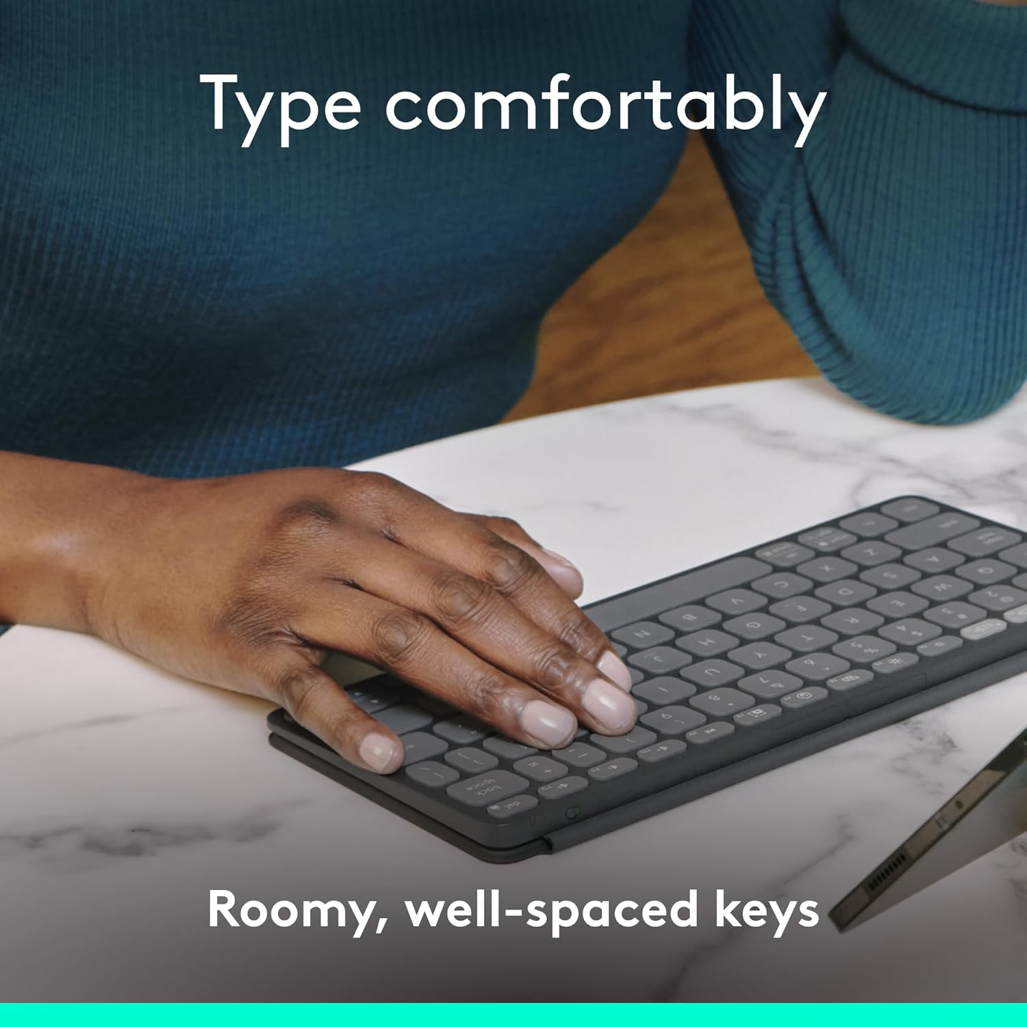 Logitech Keys-To-Go 2 Portable Bluetooth Tablet Keyboard with Built-in Cover - Graphite