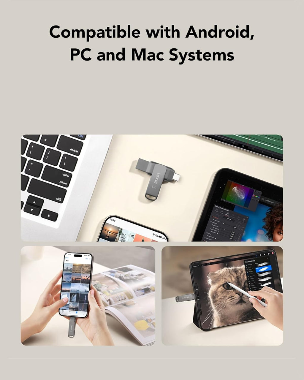 Lexar Jump Drive Dual Drive D400 -64GB