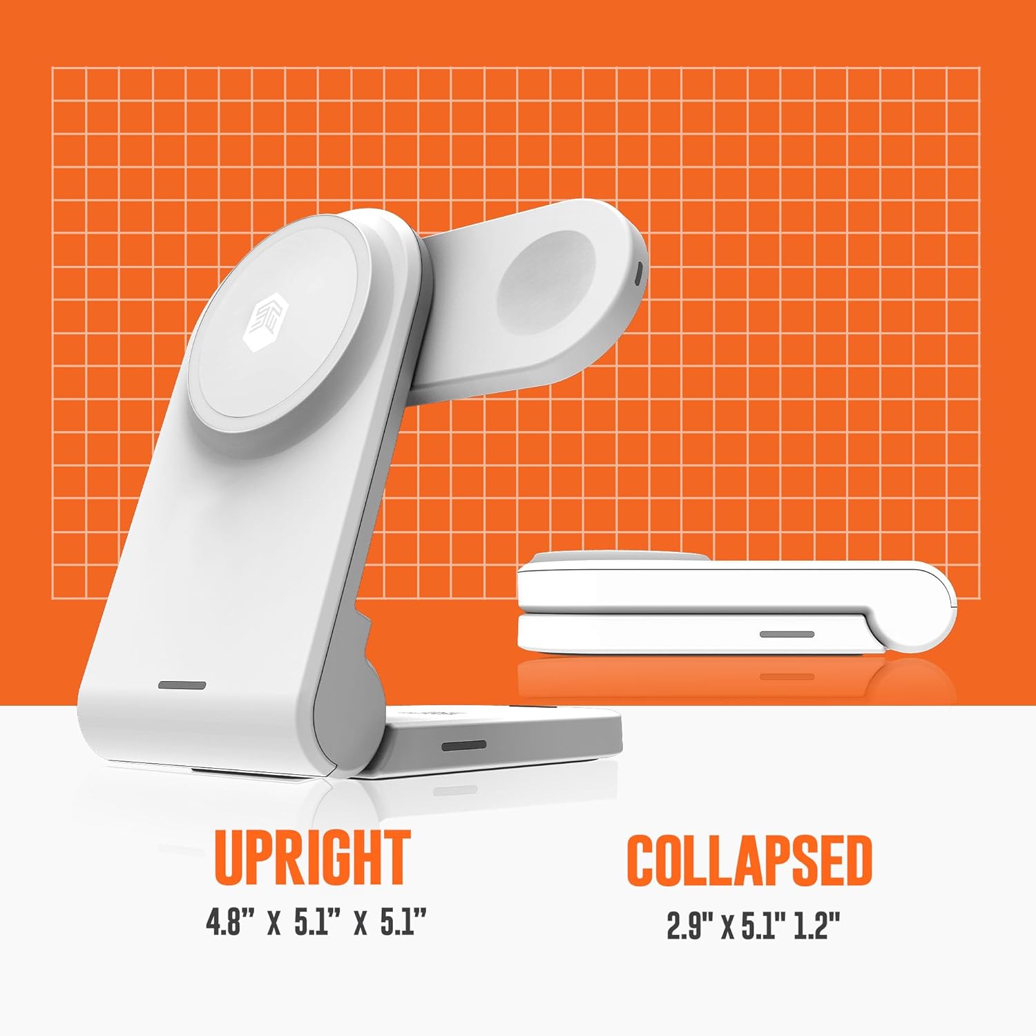 STM ChargeTree Swing 3-in-1 Wireless Charger Station – Qi-Certified Charger for iPhone, Android, AirPods & Apple Watch with Nightstand Mode Swing Arm – USB-C Cable Included, Black