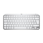 Logitech wireless keyboard in white and silver, shown from a top-down view on a solid white background.