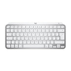 Logitech wireless keyboard in white and silver, shown from a top-down view on a solid white background.