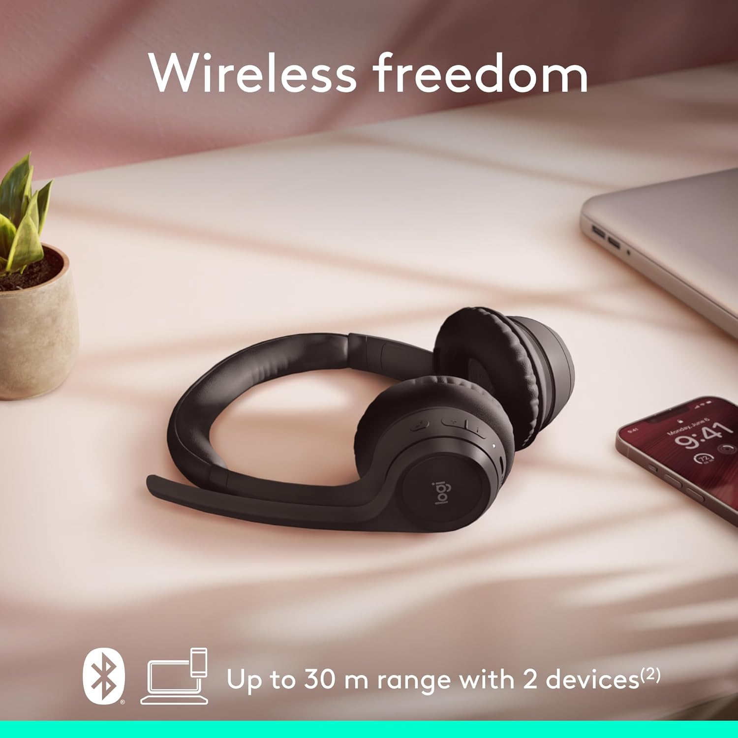 Logitech Zone 300 Wireless Bluetooth Headset with Noise-Cancelling Microphone - Midnight Black