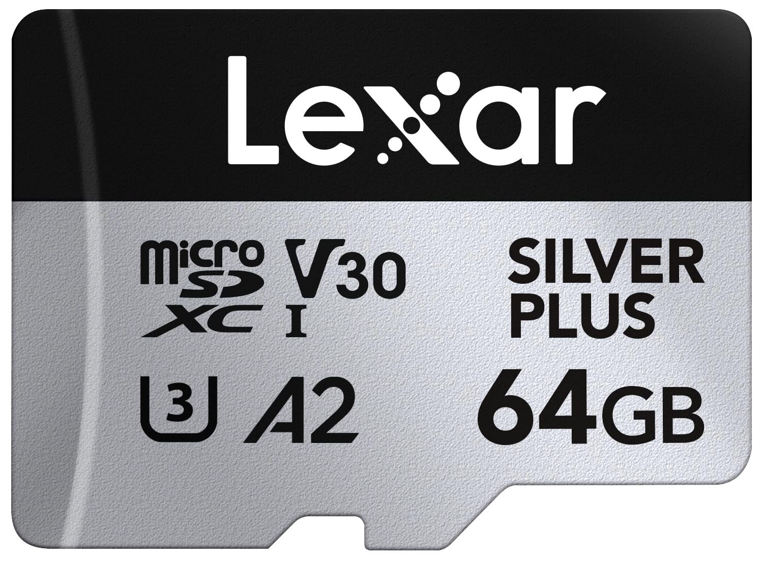 Lexar Silver PlusMicro SD Card, Microsdxc TF Card up to 205MB/s Reading, 100MB/s Write Micro SD+ Memory Card Adapter, A2, U3, Class 10, V30, Full HD and 4K UHD Video