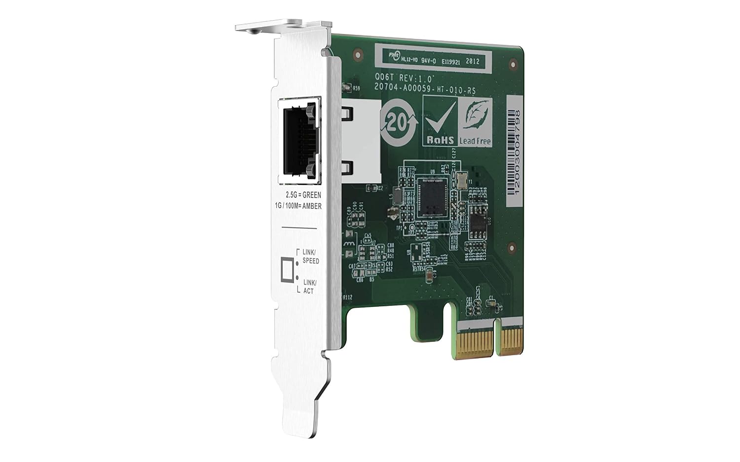 Network interface card with Ethernet port on a white background