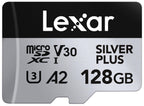 Lexar Silver PlusMicro SD Card, Microsdxc TF Card up to 205MB/s Reading, 100MB/s Write Micro SD+ Memory Card Adapter, A2, U3, Class 10, V30, Full HD and 4K UHD Video