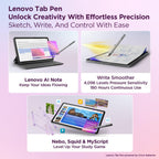 Lenovo Tab Pen advertisement with tablet and stylus on a pink background