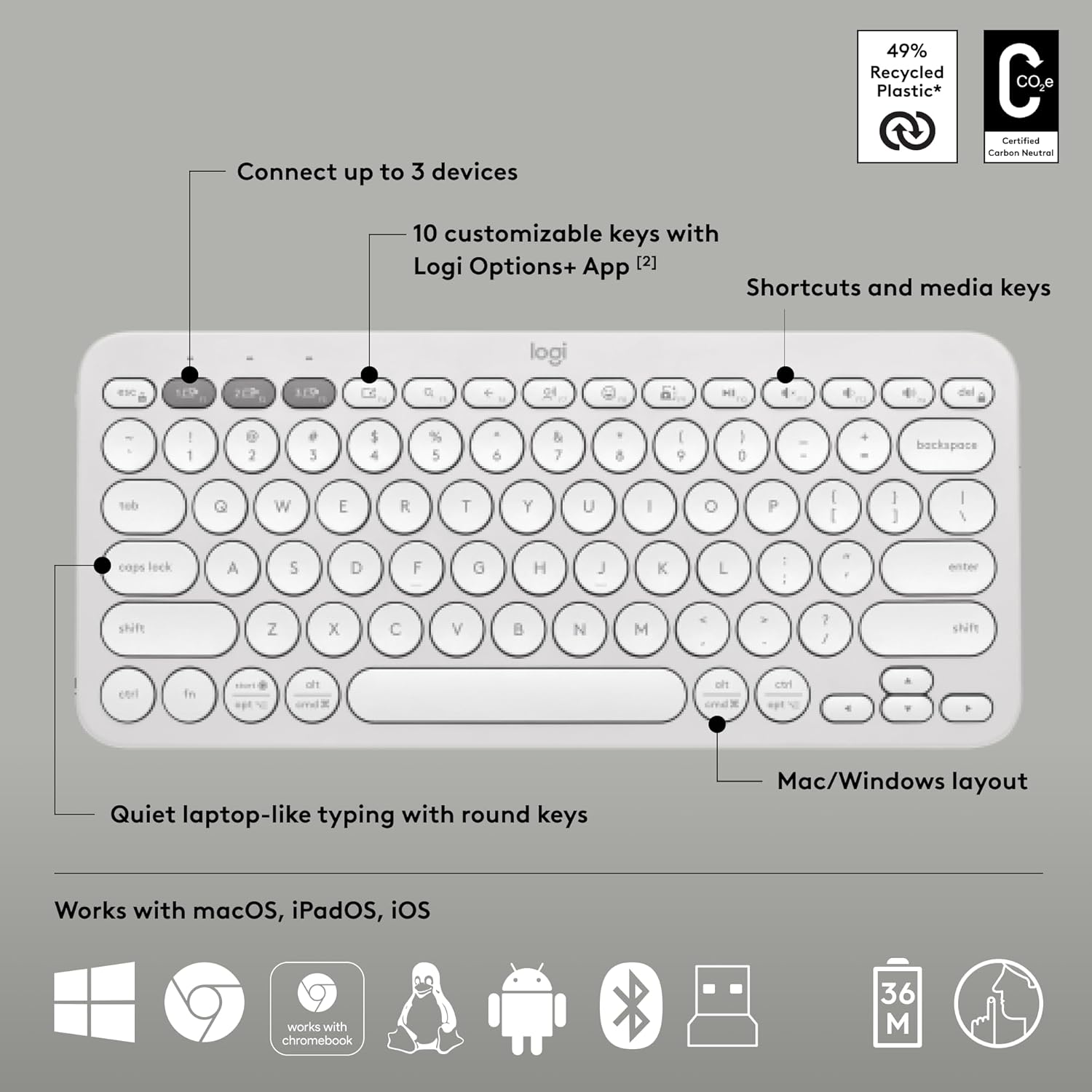 Logitech Pebble 2 Multi Device Bluetooth Keyboard and Mouse Combo