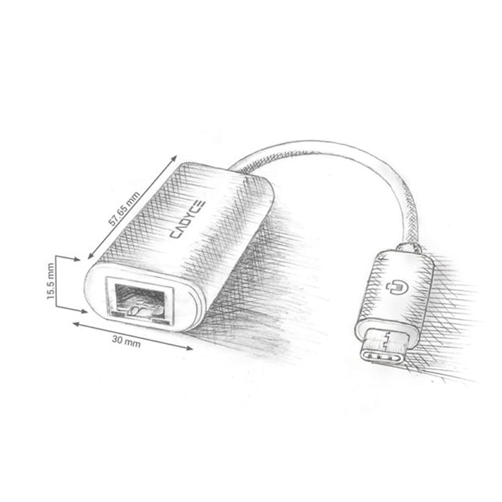 Cadyce CA-C3GE USB-C to RJ45 Gigabit Ethernet Adapter for Windows and Mac OS