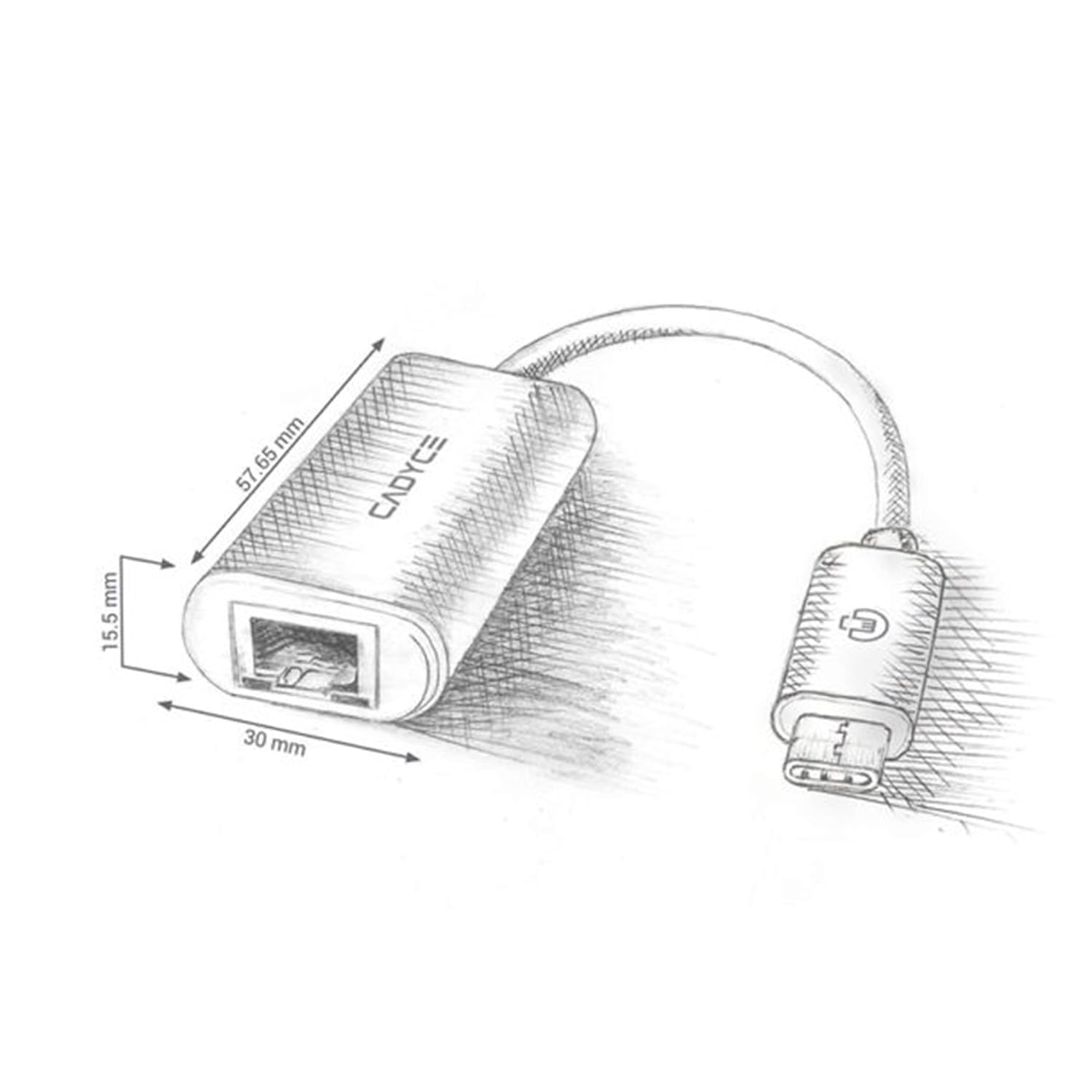 Cadyce CA-C3GE USB-C to RJ45 Gigabit Ethernet Adapter for Windows and Mac OS