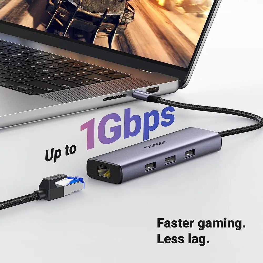 UGREEN 6-in-1 USB-C Multiport Docking Station 1000Mbps Ethernet 4K HDMI 100W PD 3x USB-A 3.0 MacBook iPad Pro Surface Laptop 15598
