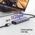 UGREEN 6-in-1 USB-C Multiport Docking Station 1000Mbps Ethernet 4K HDMI 100W PD 3x USB-A 3.0 MacBook iPad Pro Surface Laptop 15598