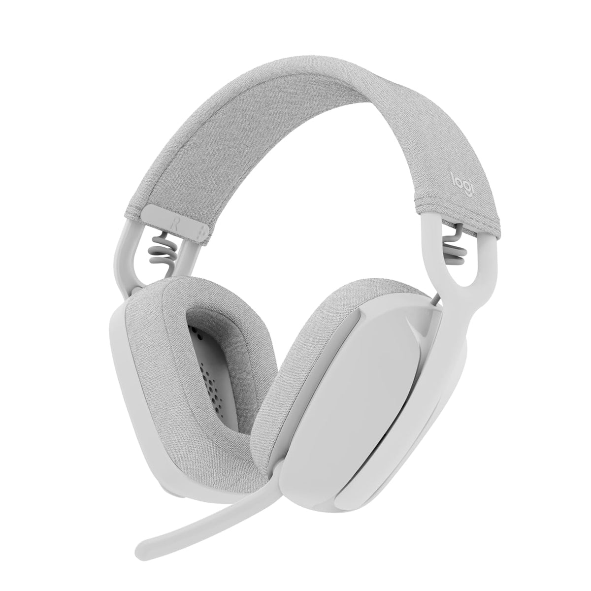 Gray headphones on a white background