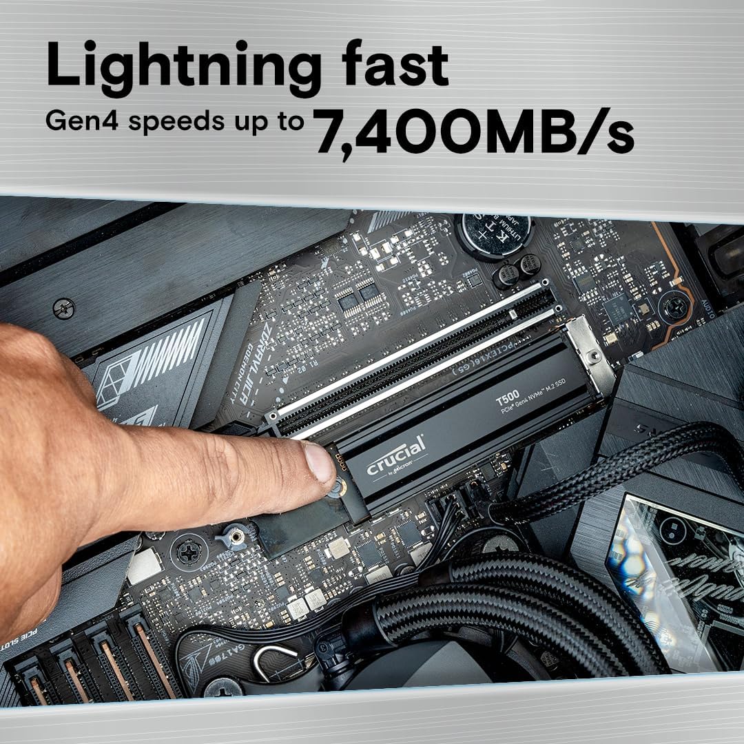 Crucial T500 1TB PCIe 4.0 x4 M.2 Internal SSD with Heatsink