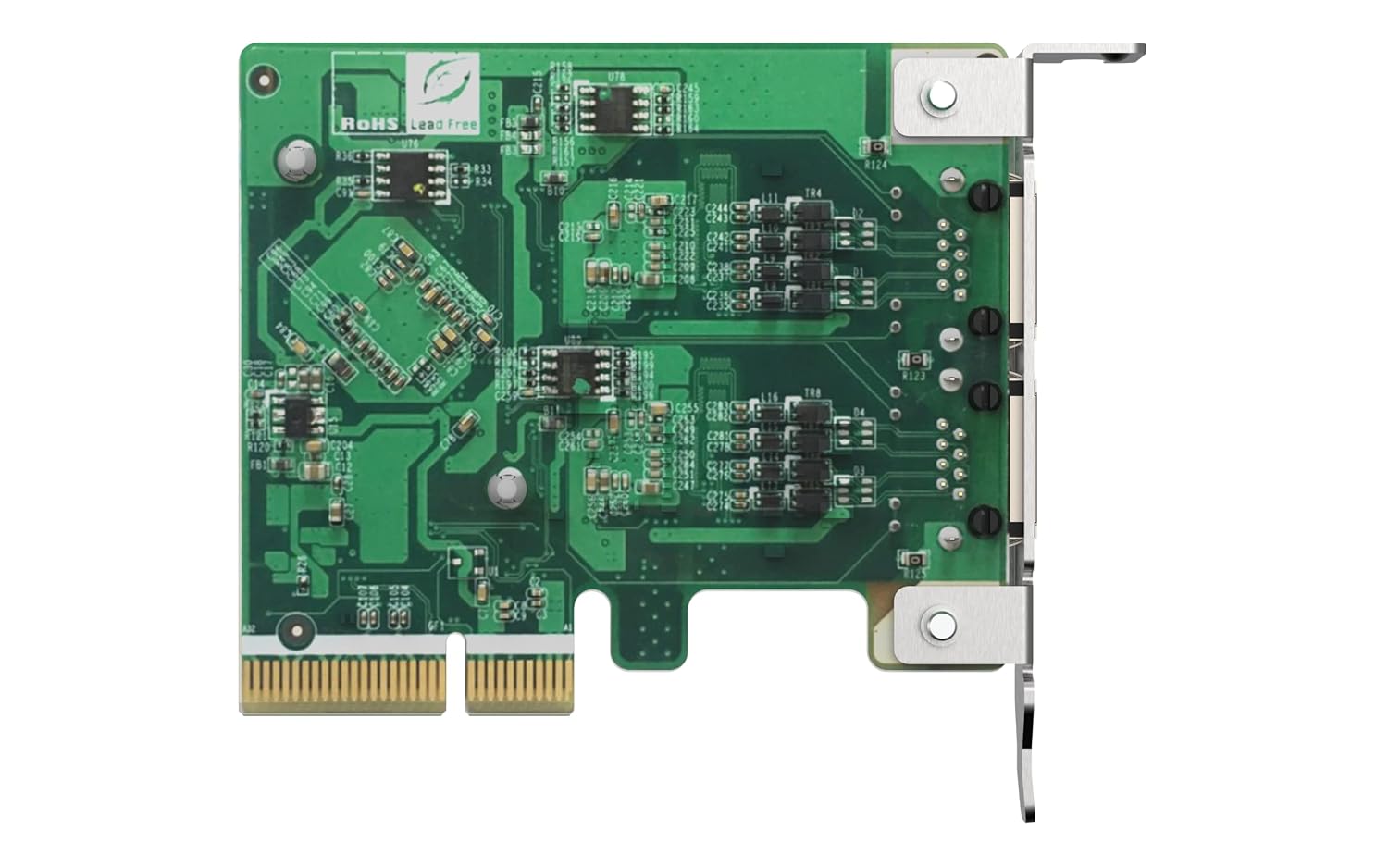 Computer network adapter card on a white background