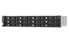 A 1U rack-mount server chassis with twelve black 3.5-inch drive bays arranged in a 3x4 grid, featuring a silver side panel and a black front bezel with circular drive icons.