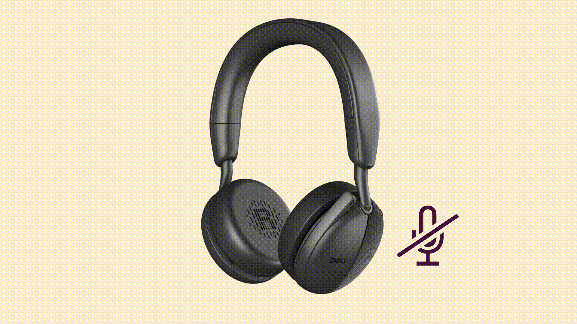 Dell WL5024 Pro Wireless Leatherette Headband Active Noise Cancellation Headset with Microphone - Black