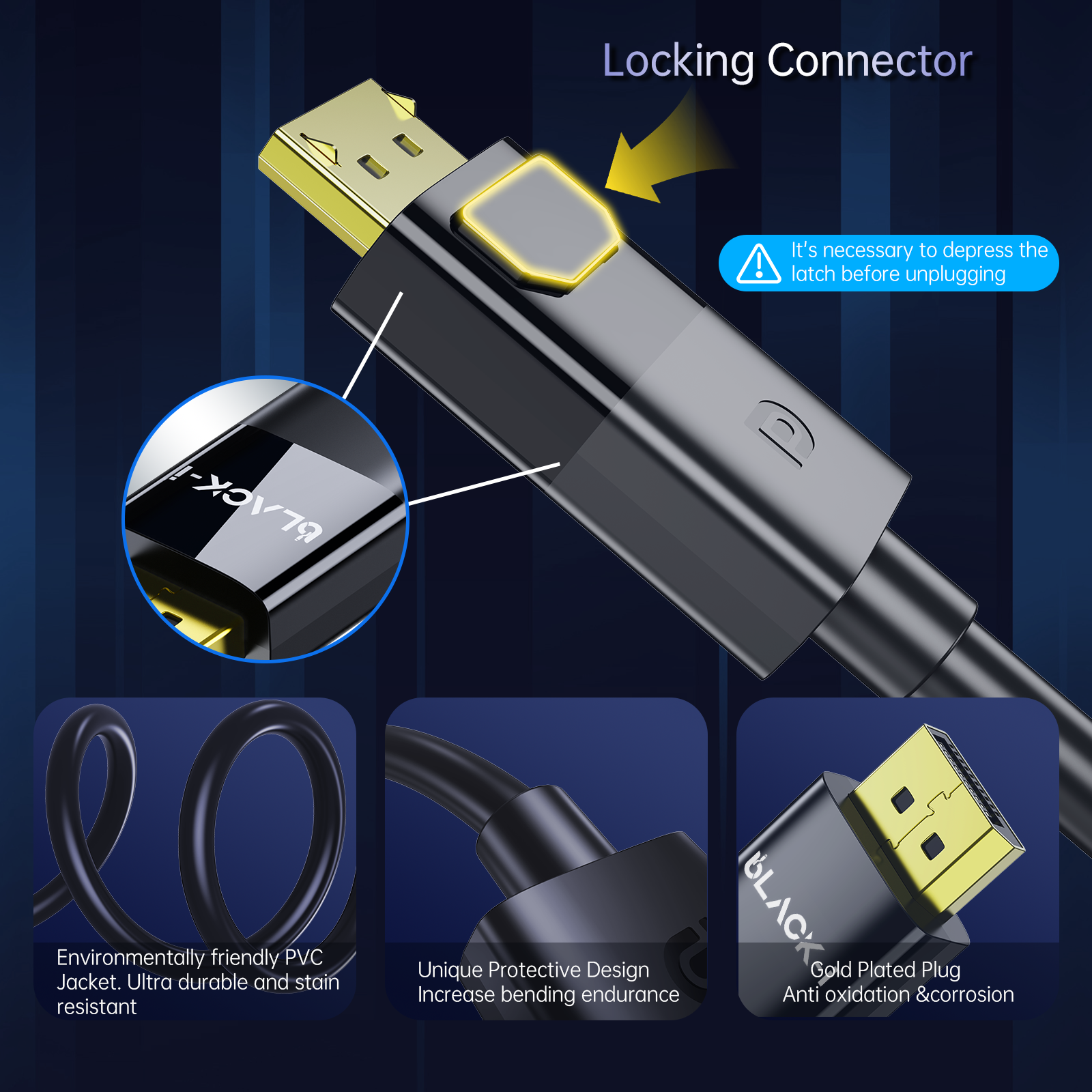 Black-i Display Port 8k@60Hz Cable