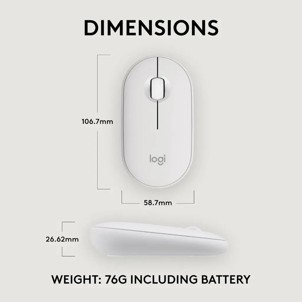 Logitech Pebble Mouse 2 M350s Multi Device Bluetooth Wireless Mouse - White