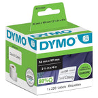 DYMO AUTHENTIC LW LARGE SHIPPING LABELS/NAME BADGES, 101MM X 54MM, SELF-ADHESIVE, ROLL OF 220 EASY-PEEL LABELS, FOR LABELWRITER LABEL MAKERS