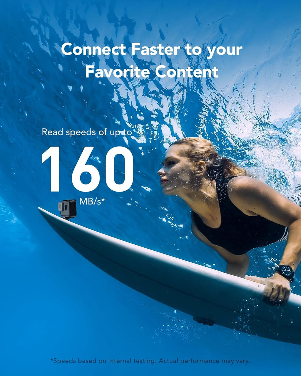 Lexar Blue Micro SD Card Up to 160MB/s, microSDXC UHS-I Memory Card with SD Adapter, C10, U3, A2, V30, Full HD, 4K UHD, High Speed TF Card