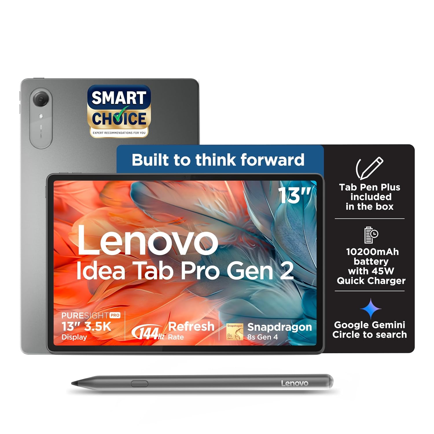 Lenovo Idea Tab Pro Gen 2 tablet with stylus on a white background