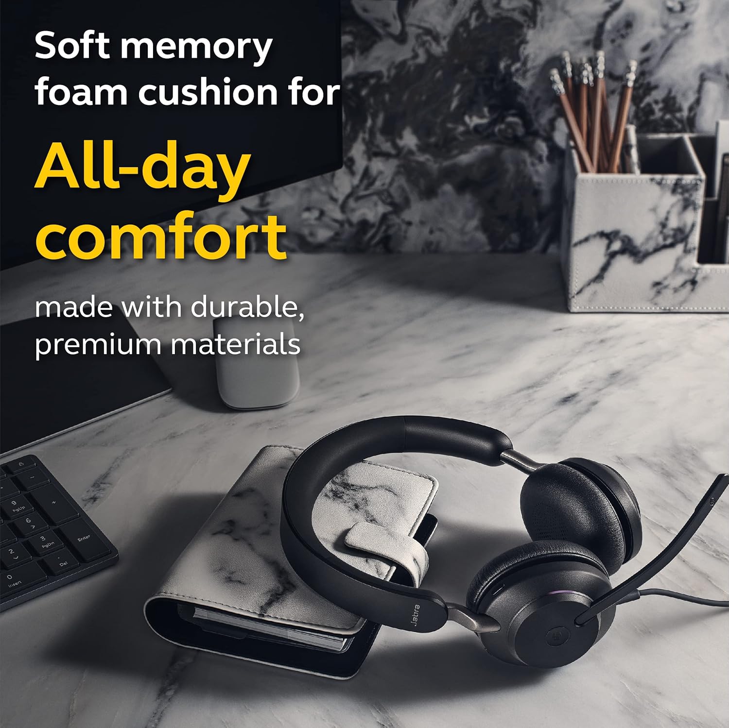 JABRA EVOLVE2 40 UC USB A Noise Isolation Stereo On Ear Wired Headset with Mic - Black