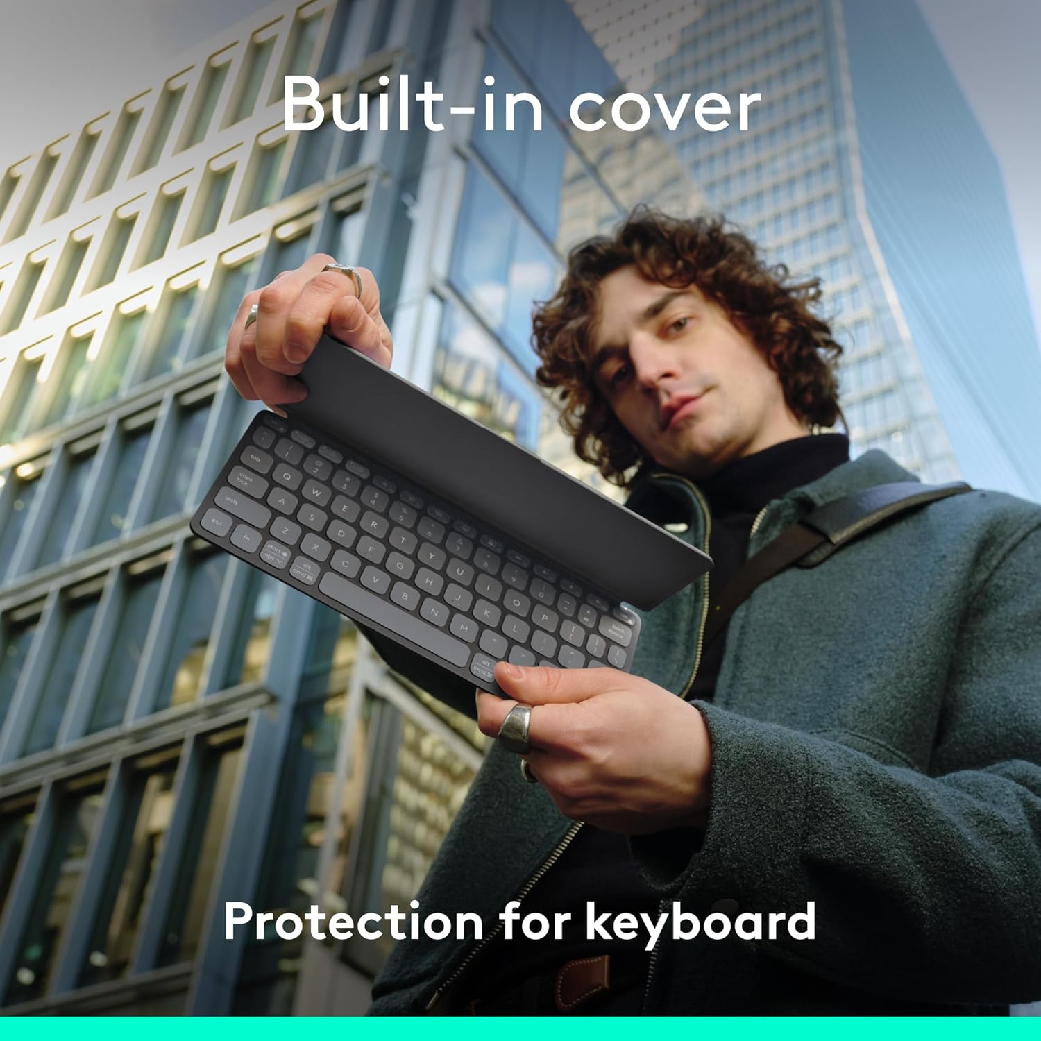 Logitech Keys-To-Go 2 Portable Bluetooth Tablet Keyboard with Built-in Cover - Graphite
