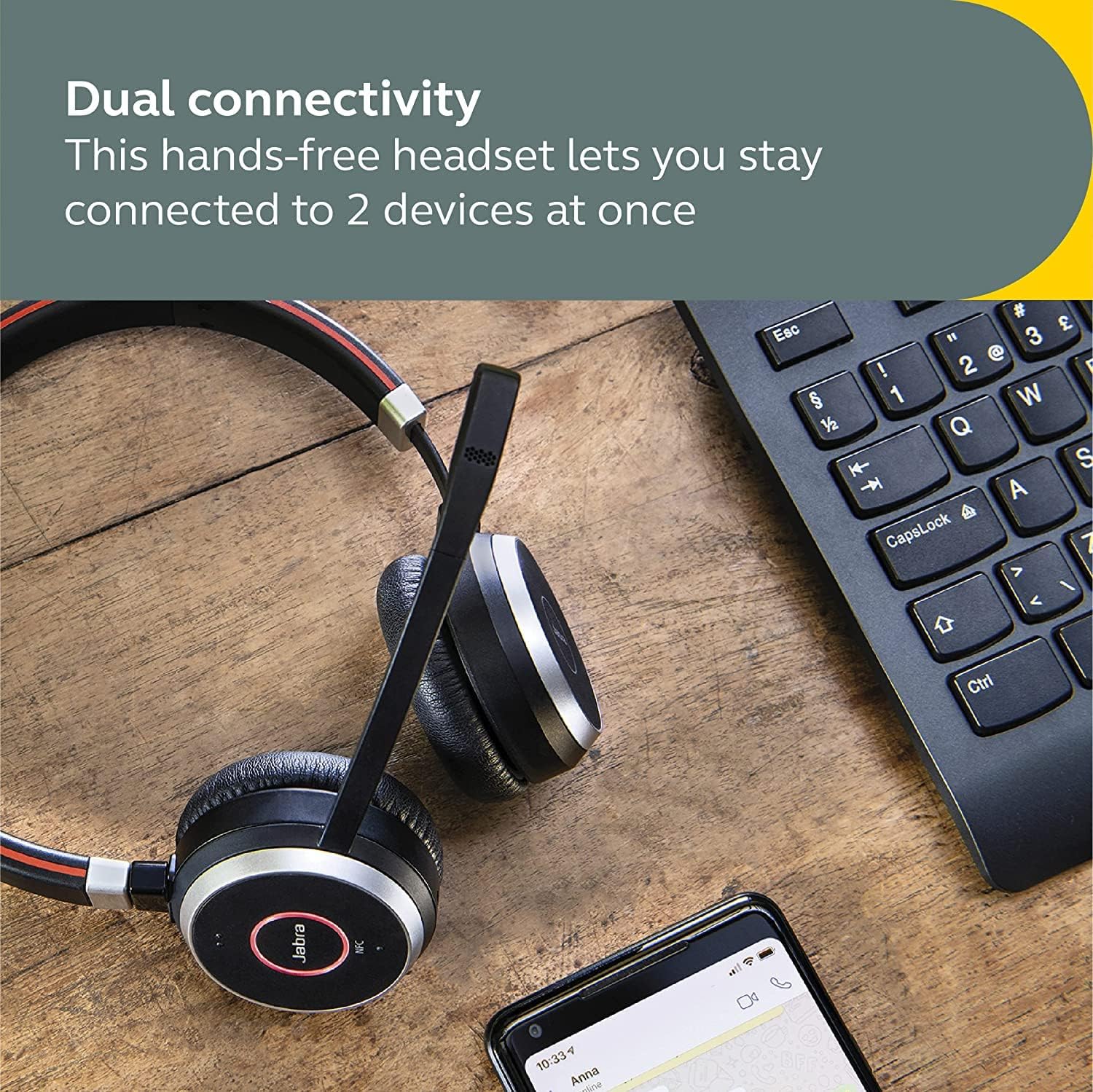 JABRA EVOLVE 65 SE Link 380A UC Bluetooth Wireless Passive Noise Cancellation Stereo Headset with Mic - Black